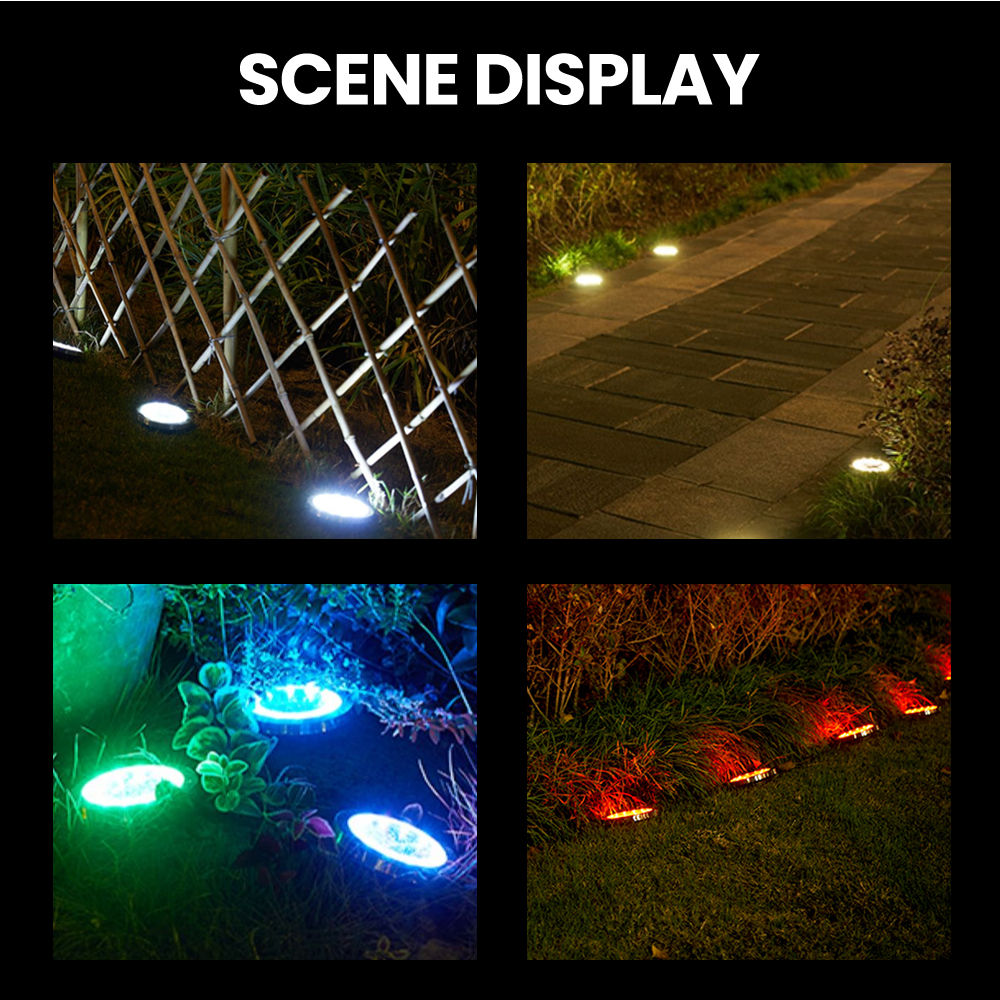 Solar Ground Lights 8 LED Solar Garden Lights Waterproof Outdoor Solar Disk Lights for Pathway Yard Walkway Patio Lawn Path (7)